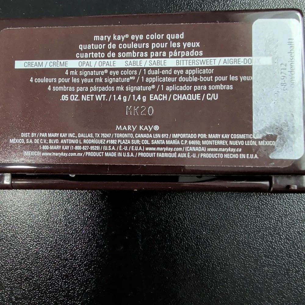 Mary Kay Eye Color Quad Palette Cream Opal Sable Bittersweet Eyeshadow MK20